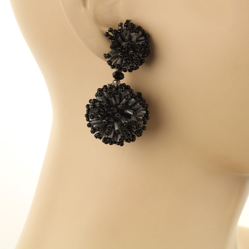 Seed Beaded Balls Post Earrings - Image 2