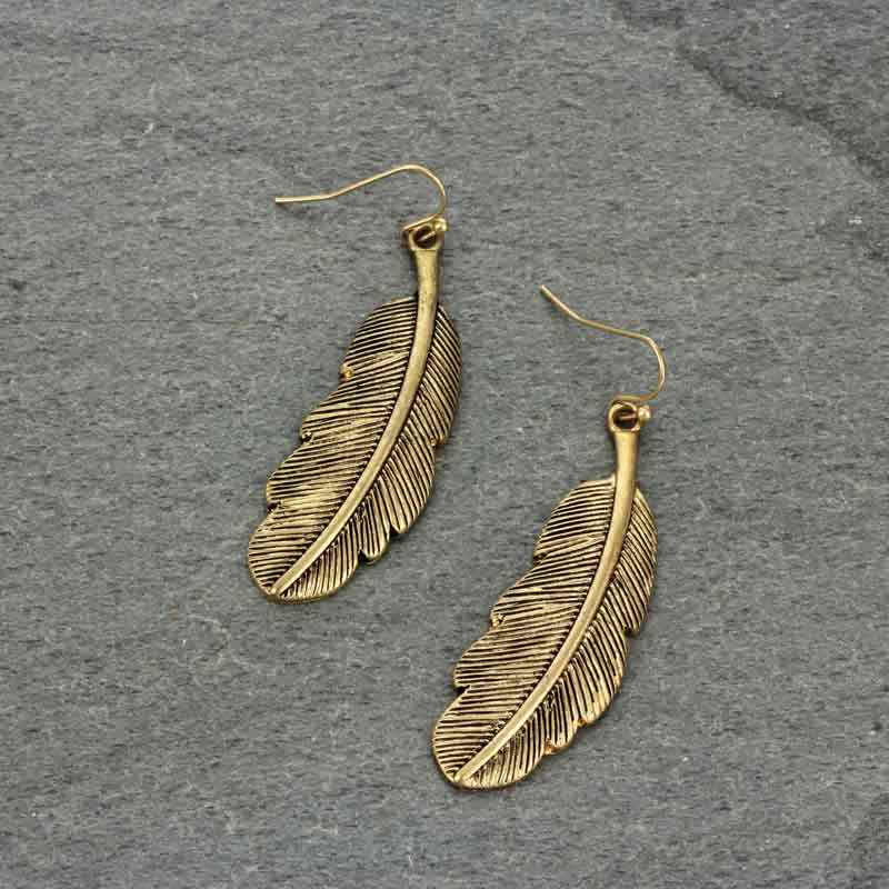 Western Feather Fish Hook Earrings