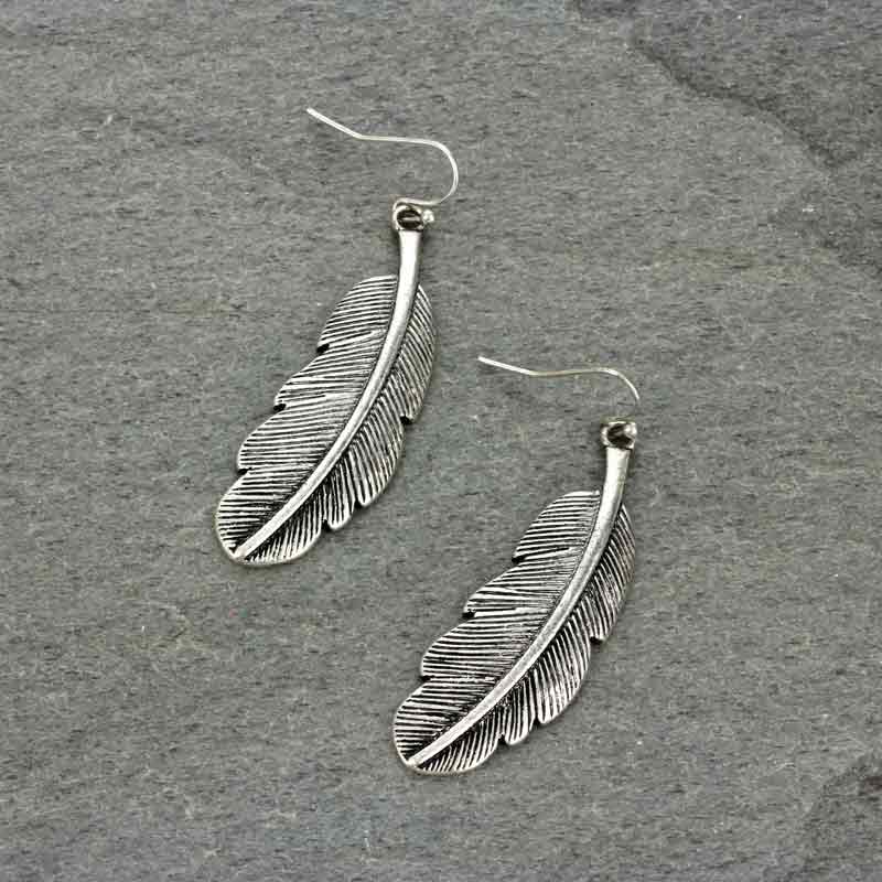 Western Feather Fish Hook Earrings