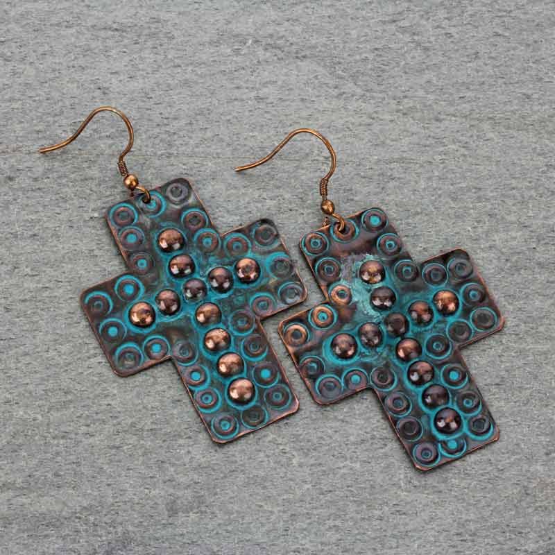 Handmade Cross Fish Hook Earrings