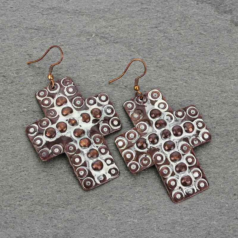 Handmade Cross Fish Hook Earrings