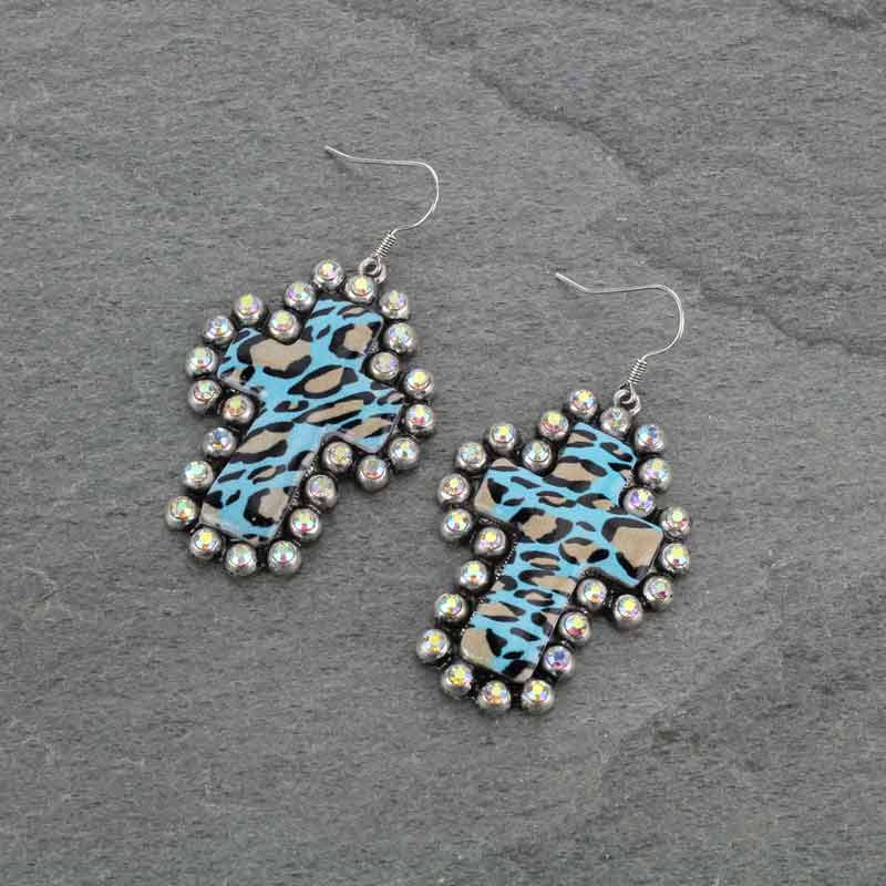 Cross w/ Rhinestone Fish Hook Earrings