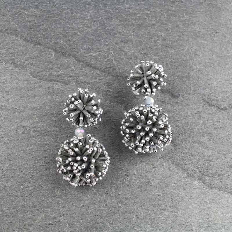 Seed Beaded Balls Post Earrings