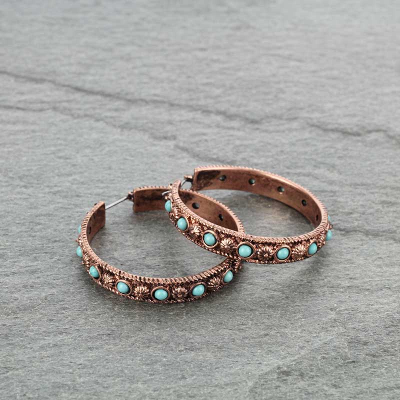 55mm Navajo Style Texture Hoop Earrings