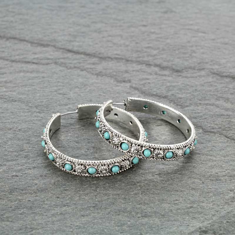 55mm Navajo Style Texture Hoop Earrings