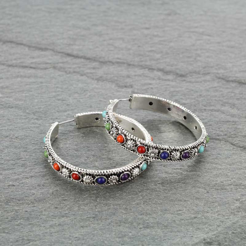 55mm Navajo Style Texture Hoop Earrings