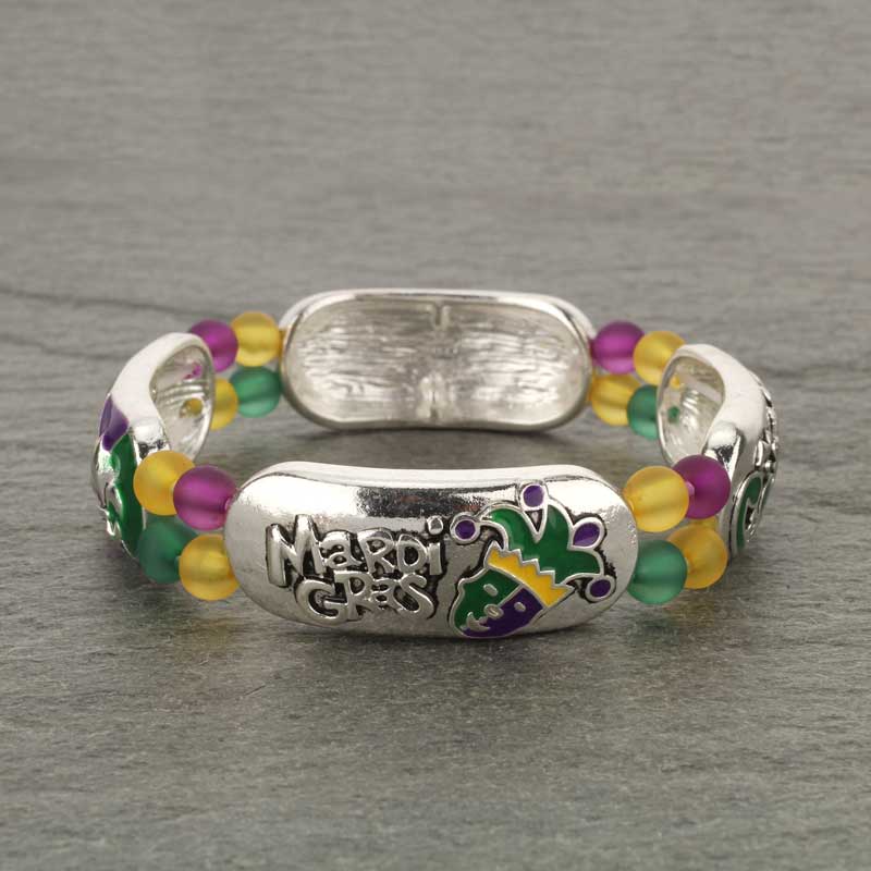 Fleur De Lis / Mardi Gras Stretch Bracelet
