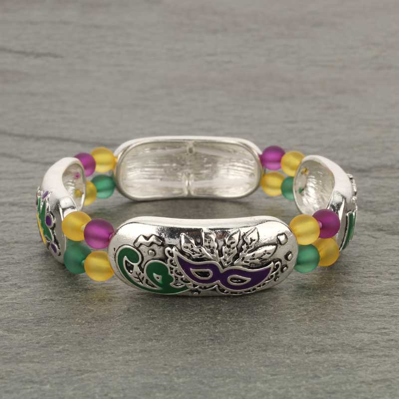 Fleur De Lis / Mardi Gras Stretch Bracelet - Image 4