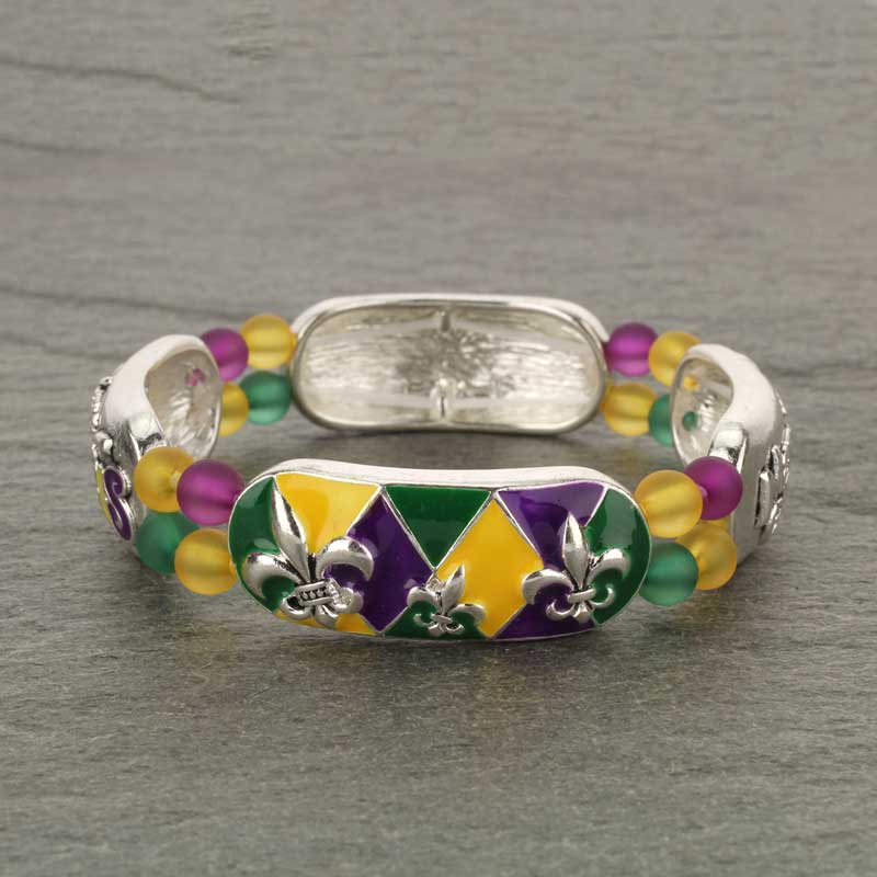 Fleur De Lis / Mardi Gras Stretch Bracelet - Image 2