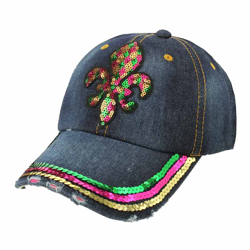 Fluer De Lis Sequin Ball Cap