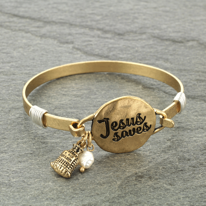 "Jesus Saves" Wire Bracelet