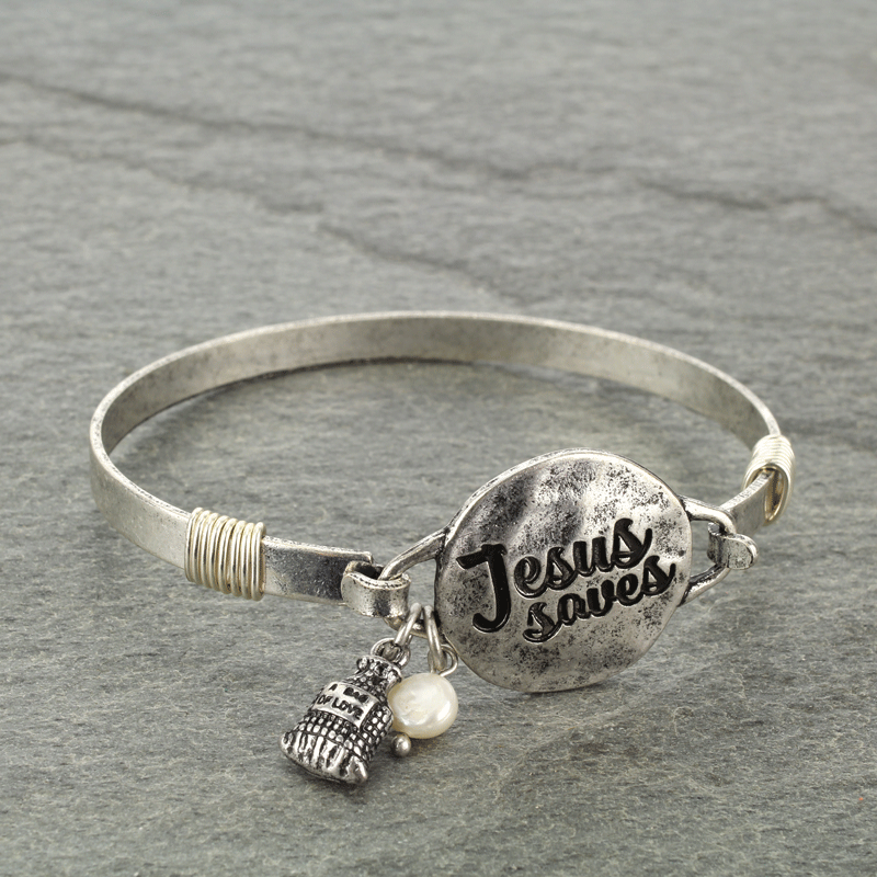 "Jesus Saves" Wire Bracelet