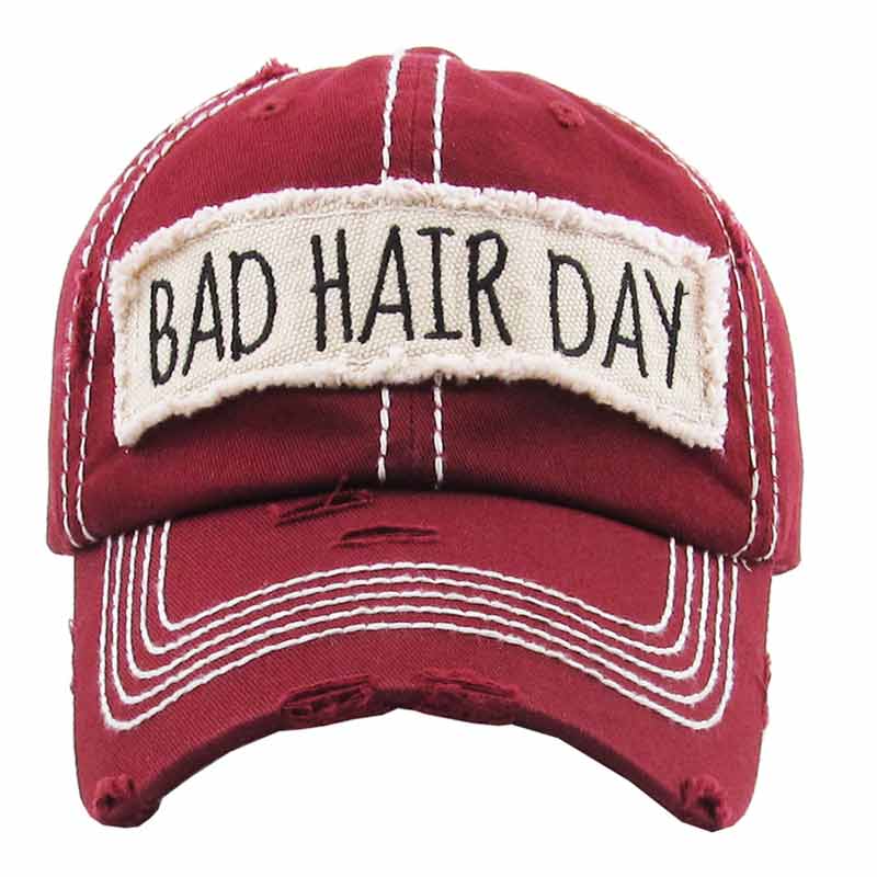 "BAD HAIR DAY" Washed Cotton Vintage Ball Cap