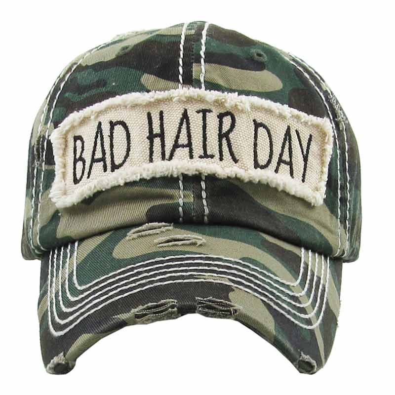 "BAD HAIR DAY" Washed Cotton Vintage Ball Cap