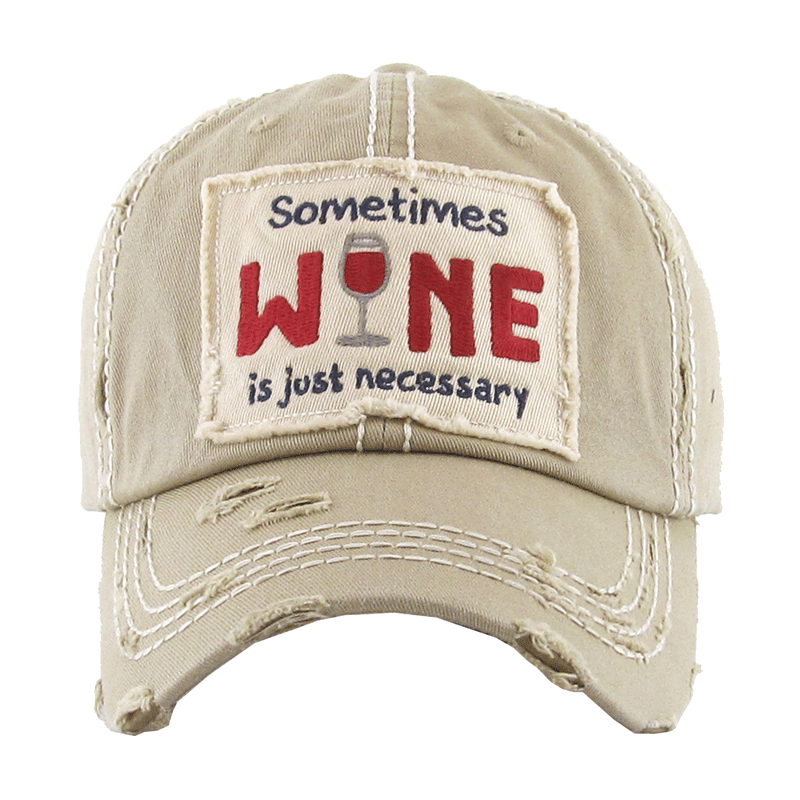 SOMETIMES WINE Vintage Cotton Ball Cap