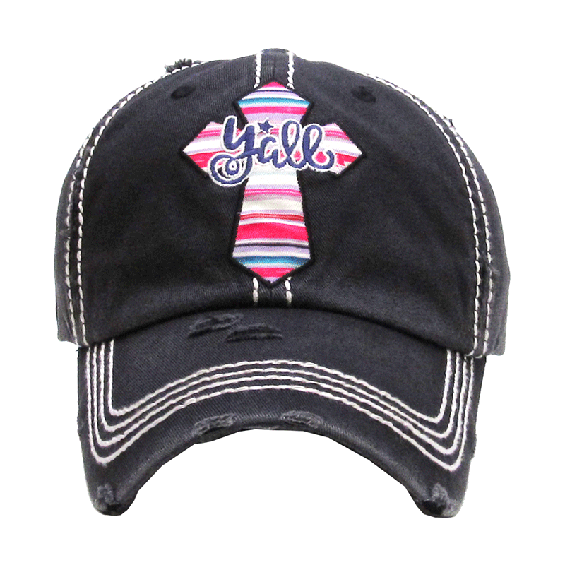 "Y'ALL" SERAPE CROSS WASHED VINTAGE BALL CAP