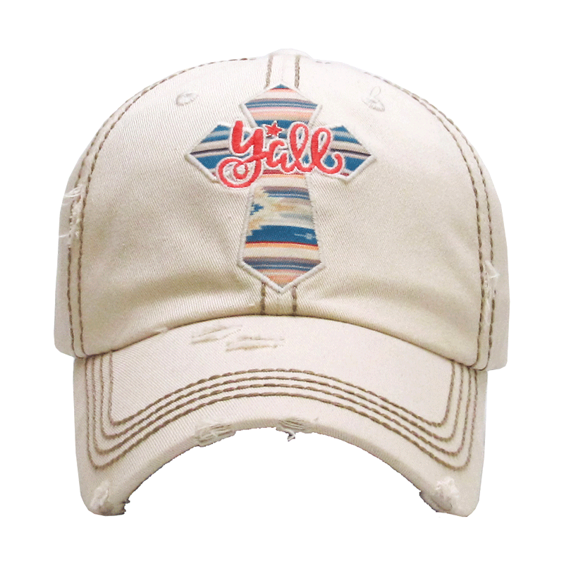 "Y'ALL" SERAPE CROSS WASHED VINTAGE BALL CAP