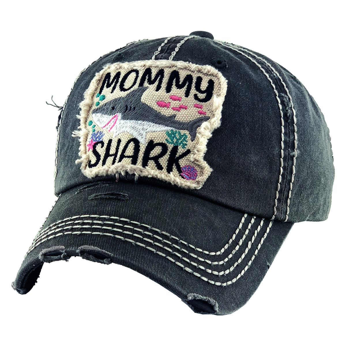 "Mommy Shark" Vintage Ball Cap - Image 2