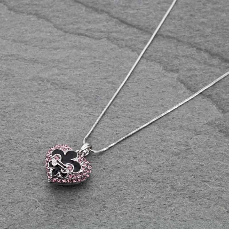Heart w/Fleur De Lis Logo Pendant Necklace