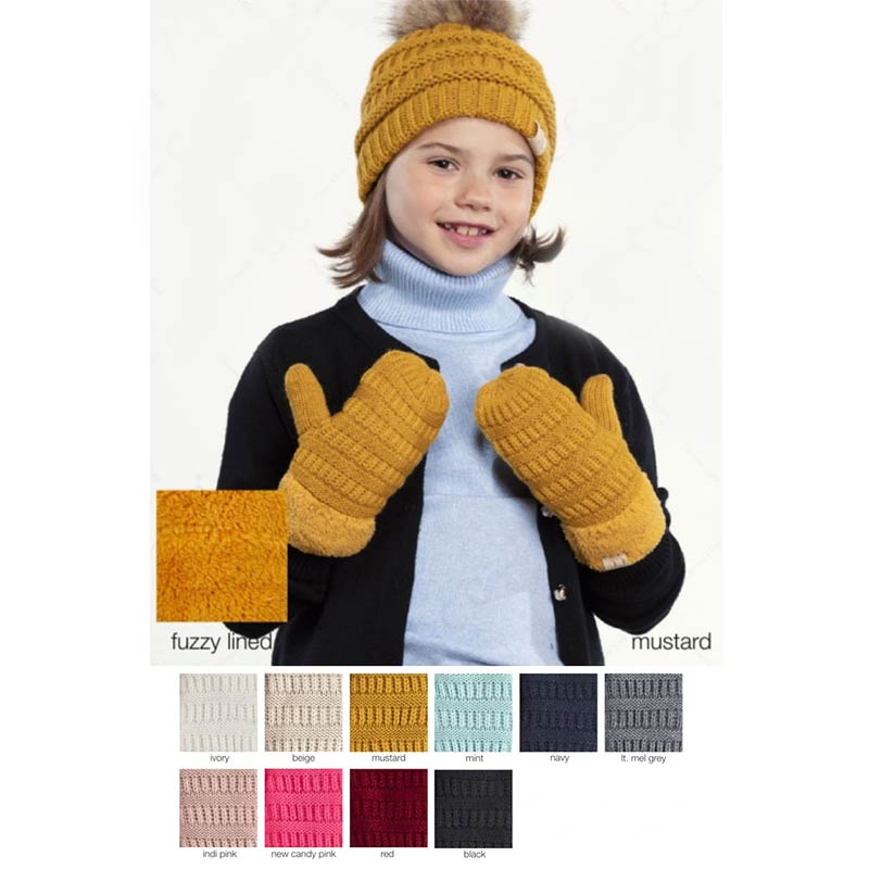C.C Kids Solid Color Knitted Mittens - Image 2
