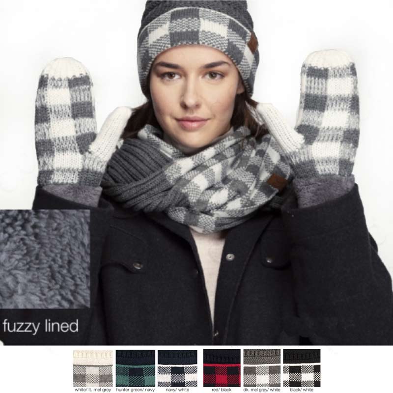 C.C Buffalo Check Mittens - Image 2