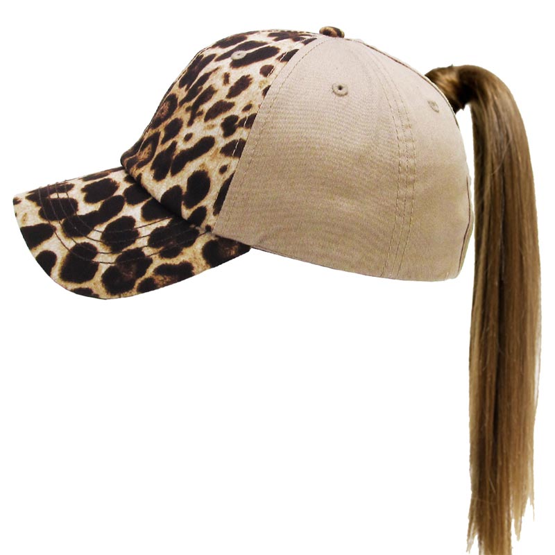 Leopard Solid Ponytail Cap - Image 3