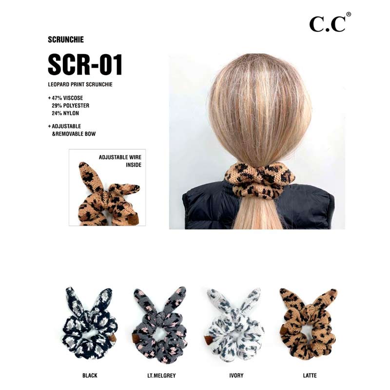 C.C Leopard Jacquard Ponytail Scrunchies - Image 2