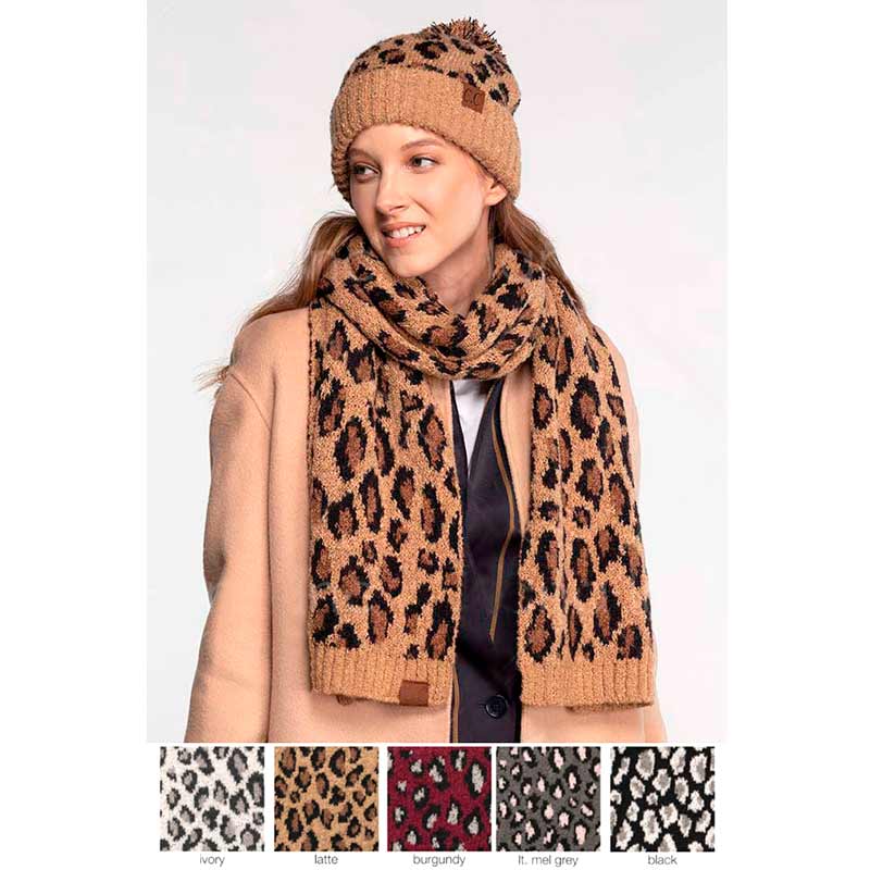CC Leopard Jacquard Knit Scarf - Image 3