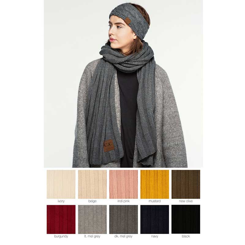 C.C Wide Ribbed Knit Oblong - Image 2
