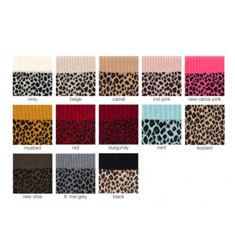 CC Ribbed Knit Infinity Scarf with Leopard Pattern - Image 2