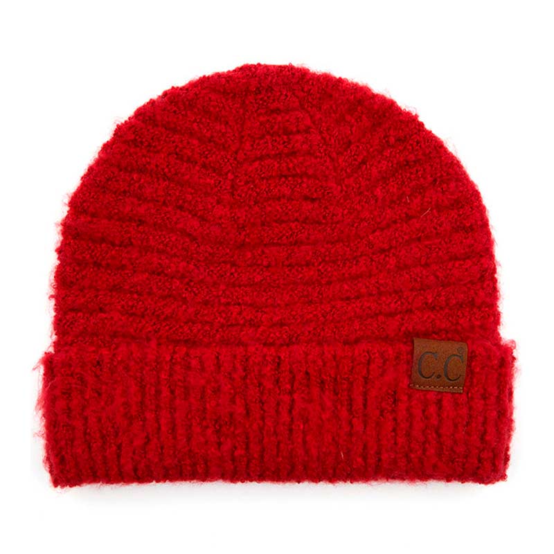 C.C Solid Boucle Yarn Beanie Hat with Cuff