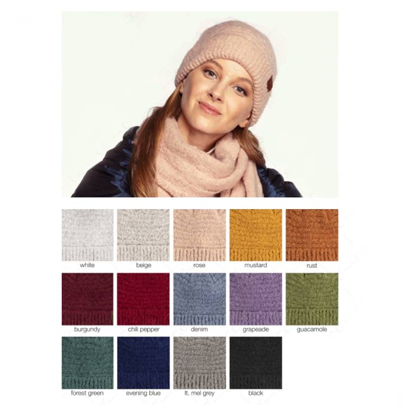 C.C Solid Boucle Yarn Beanie Hat with Cuff - Image 4