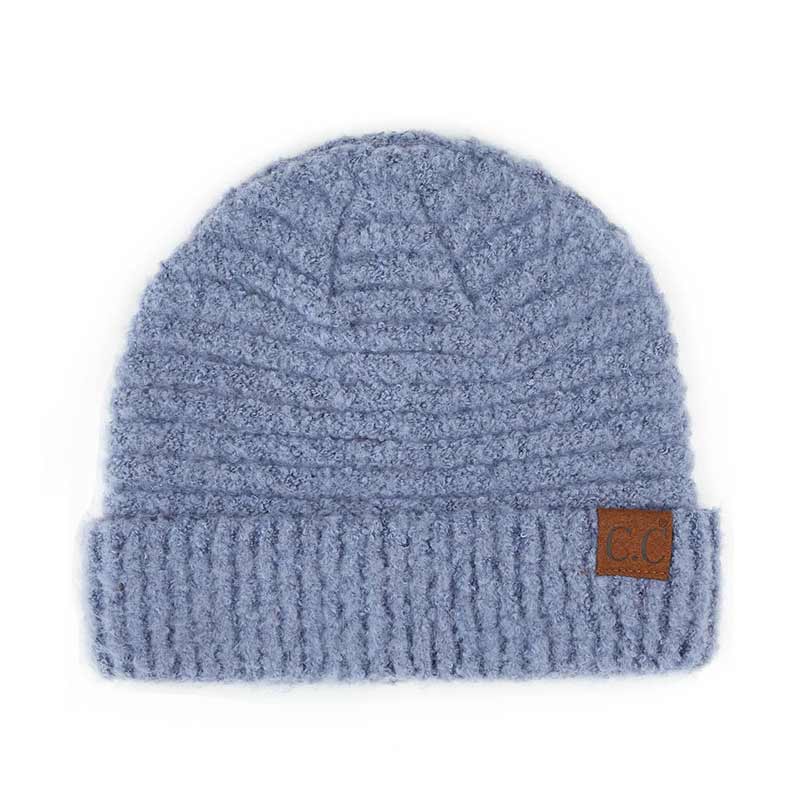 C.C Solid Boucle Yarn Beanie Hat with Cuff