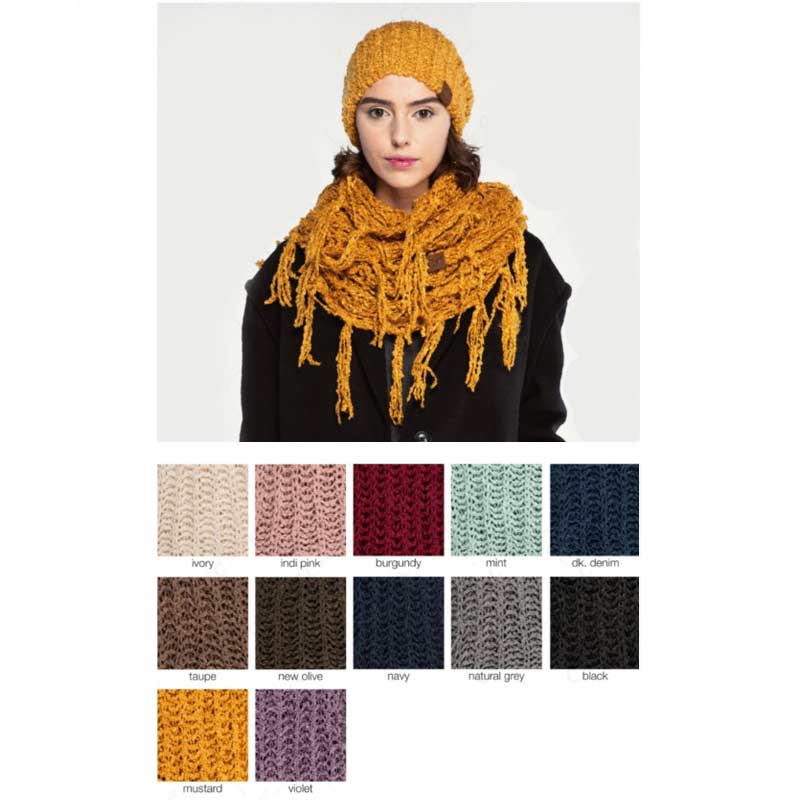 C.C Women's Chenille Infinity Scarf w/ Tassel - Image 3