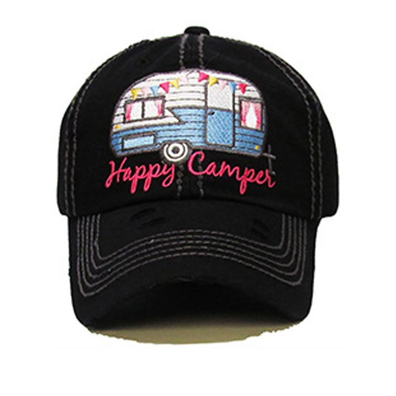 "HAPPY CAMPER" Washed Cotton Vintage Ball Cap - Image 2