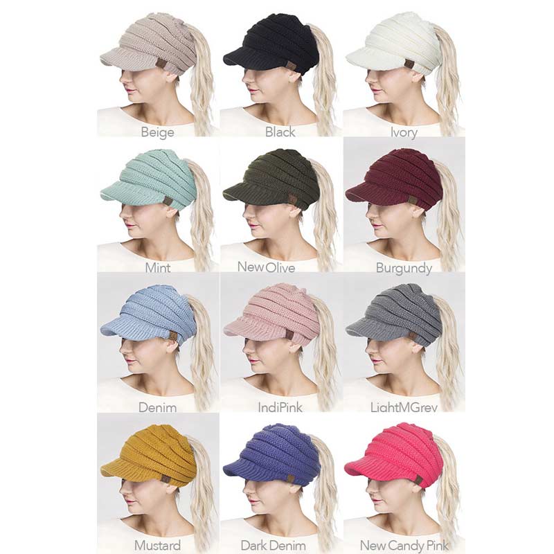 C.C Messy Bun Knitted Brim Hat - Image 3