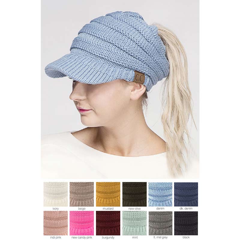C.C Messy Bun Knitted Brim Hat - Image 4