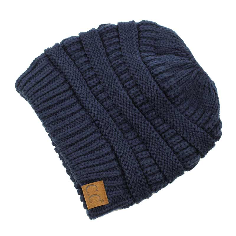 C.C Solid Color Ponytail Messy Bun Beanie