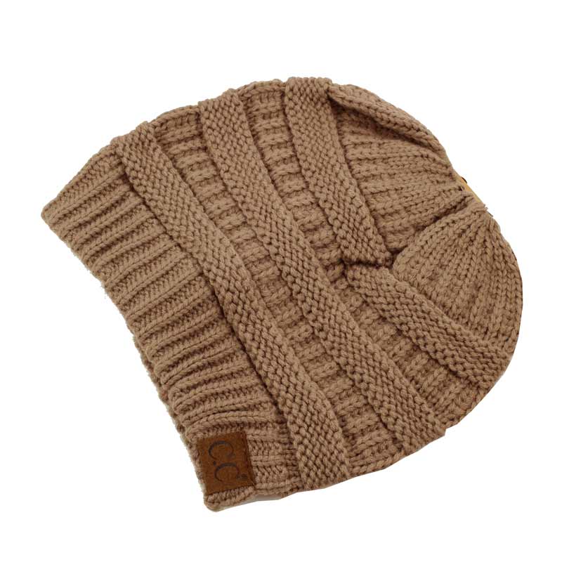 C.C Solid Color Ponytail Messy Bun Beanie
