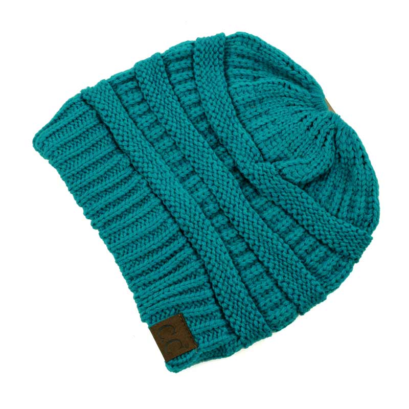 C.C Solid Color Ponytail Messy Bun Beanie