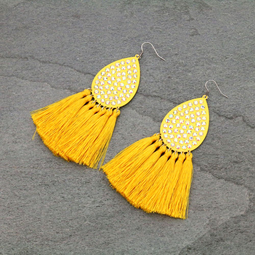 Tear Drop with Tassel Fish Hook Earrings
