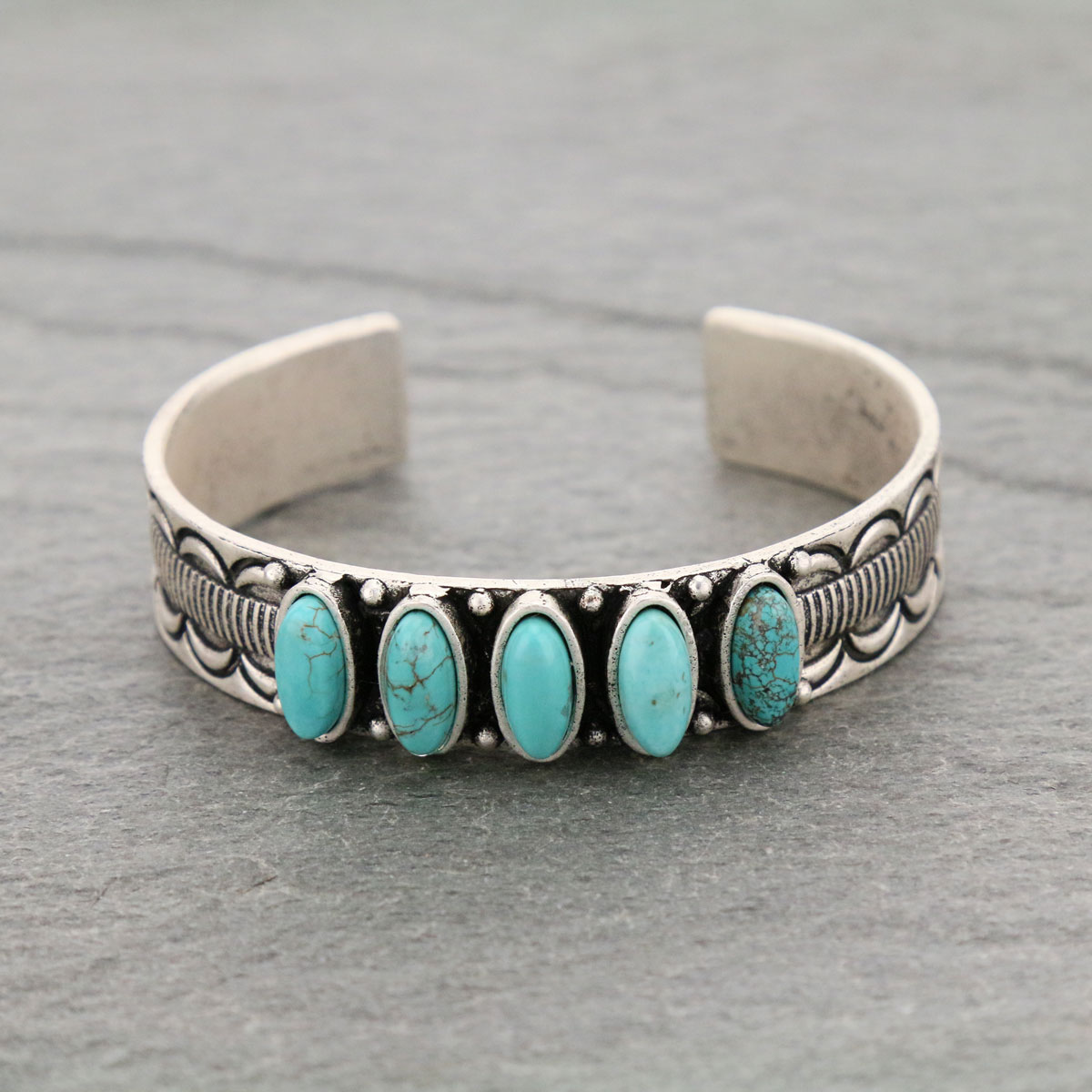 Natural Stone "C" Cuff Bracelet-711065