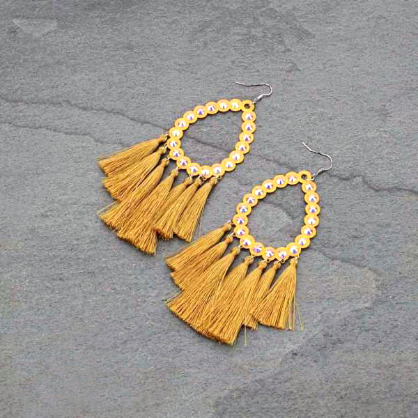 Tear Drop with Tassel Fish Hook Earrings