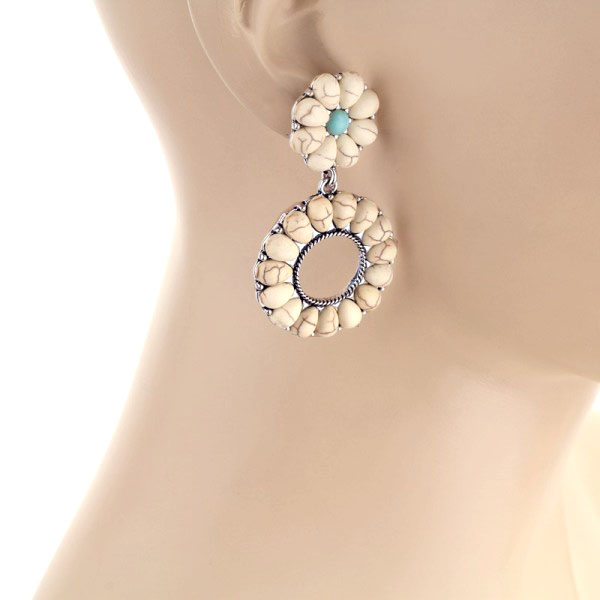 Western Stone Circle Post Earrings - Image 2