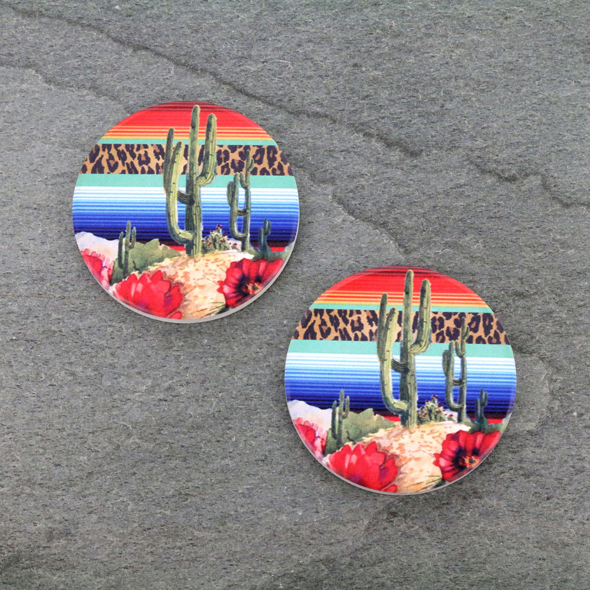 Leopard Stripe Southwest Landscape Absorbent Ceramic Car Coasters-ST0097/CLY