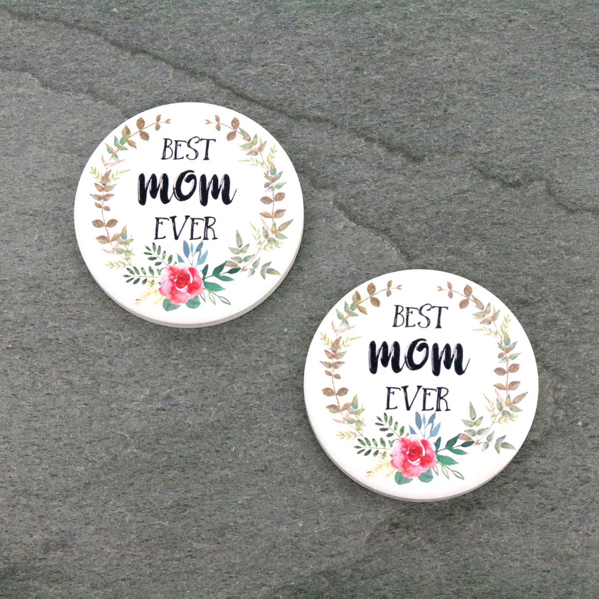 Best Mom Ever Absorbent Ceramic Car Coasters-ST0103/CLY