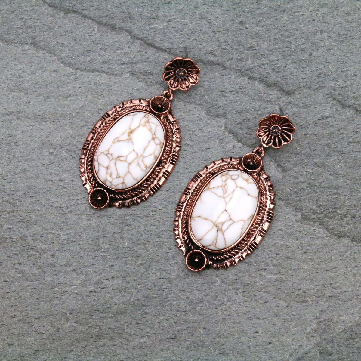 Western Stone Design Texture Post Earrings-SE1367/CBWT