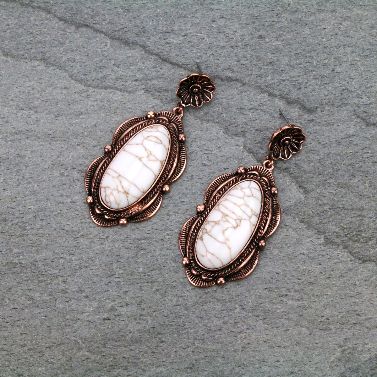 Western Stone Design Texture Post Earrings-SE1365/CBWT