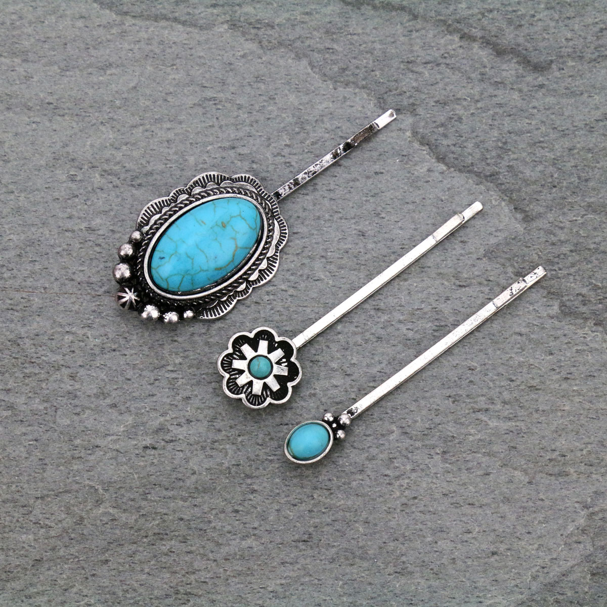 Western Turquoise Bobby Pin of 3-SH0096/SBTQ