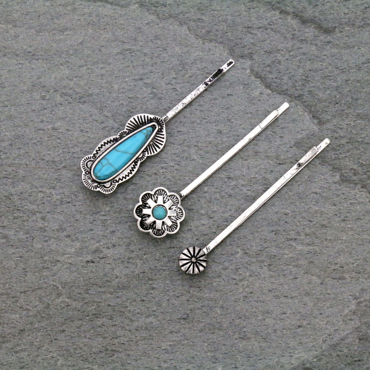 Western Turquoise Bobby Pin of 3-SH0088/SBTQ